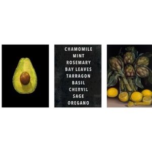 IKEA PJÄTTERYD Picture Artichokes and Lemons, Avocado 11¾×15¾" Canvas (set of 3)